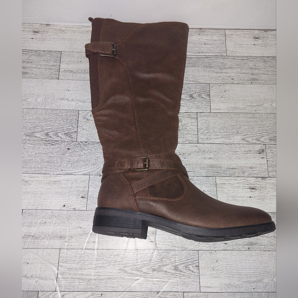 BareTraps Alysha Leather Closed Toe Knee High Brown Boots - Women's 6 M